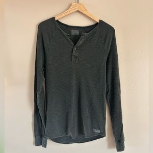 Lucky Brand Long Sleeve thermal Henley distressed